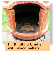 fill Kindling Cradle  with wood pellets